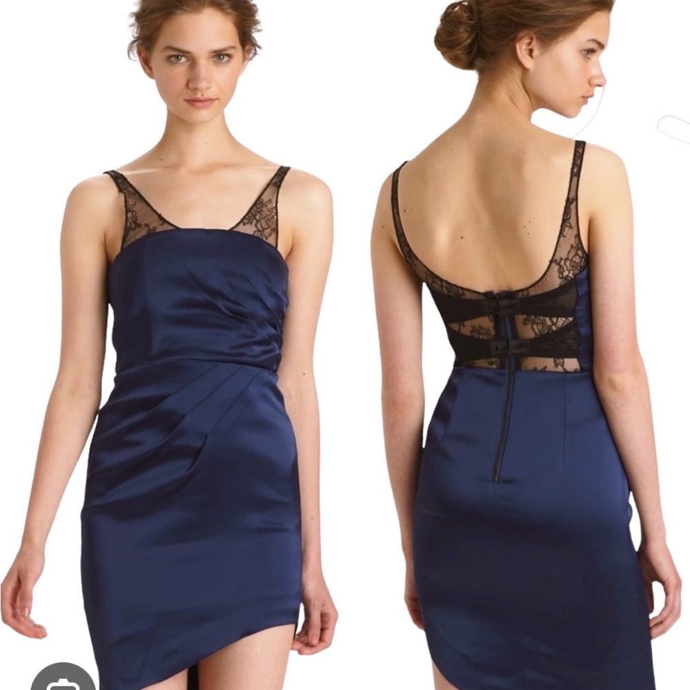 Alice + Olivia Navy Blue Lace Mini Dress